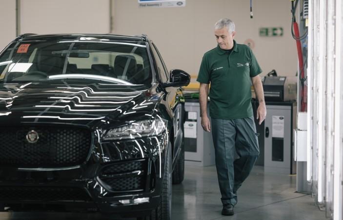 Jose Mourinho inspecting his Jaguar F-Pace Jose Mourinho with his Jaguar F-Pace