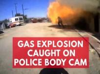 Body cam captures moment unexpected gas explosion injures Indio police officer