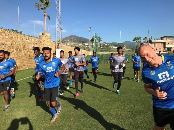 Kerala Blasters during their training session isl, kerala blasters
