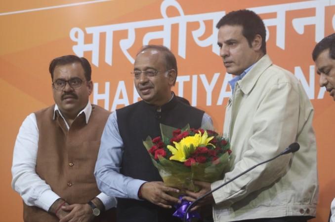 Actor Rahul Roy joins the BJP in the presence of Vijay Goyal at the party headquarters in New Delhi on November 18, 2017. RAHUL ROY