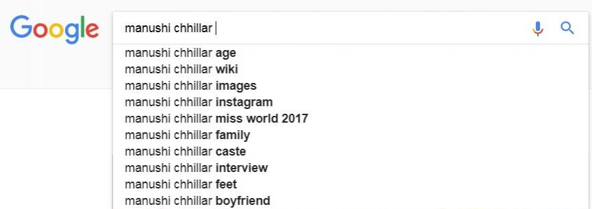Most searched terms on Manushi Chhillar