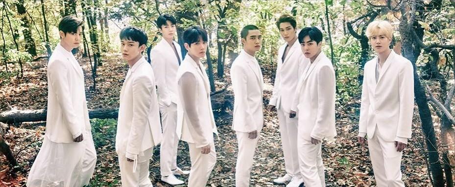 The members of popular South Korean-Chinese boy band called EXO. EXO