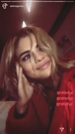 Selena Gomez thanking fans and audience post her performance on the American Music Awards 2017, in an Instagram video. selena 2