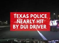 Dashcam footage shows Texas DUI driver almost crashing into police