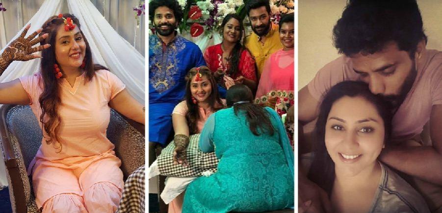 Here is a collage of Namitha's mehendi celebration. Namitha Wedding Celebration
