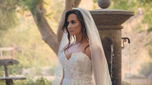 Demi Lovato in a wedding dress Demi Lovato