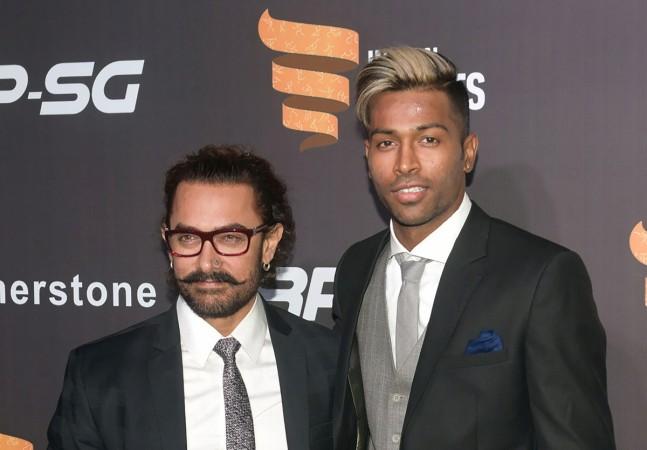 Hardik Pandya (R) with actor Aamir Khan hardik pandya, india cricket