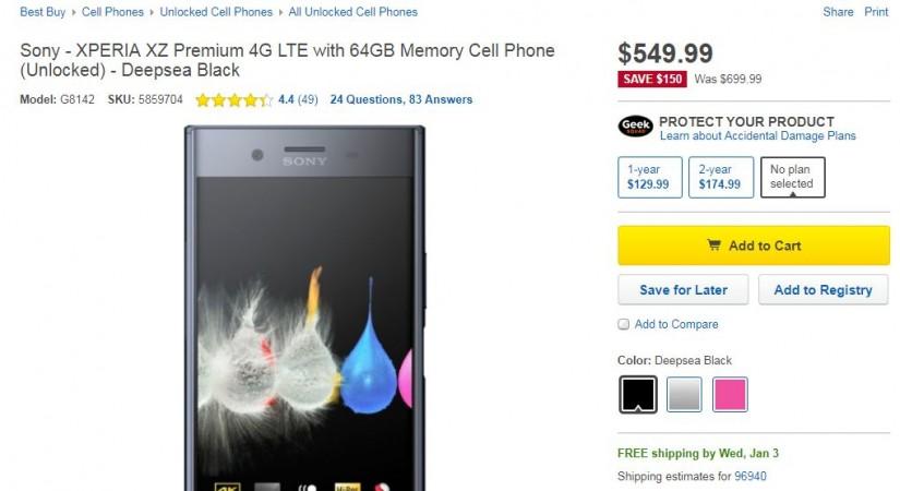 Best Buy offer on Sony Xperia XZ Premium. Best Buy offer