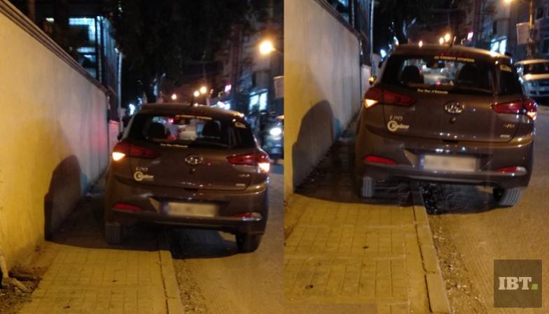 A car parked on footpath in Bengaluru Illegal parking, car parking