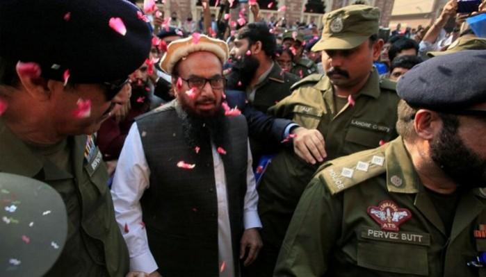 In picture: Designated terrorist Hafiz Saeed after being released from house arrest on Friday, November 24, 2017. Hafiz Saeed