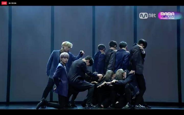 Wanna One performing live on stage during Mnet Asian Music Awards 2017. MAMA 2017
