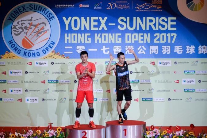 Lee Chong Wei (R) registered his 14th career win over Chen Long on Sunday Lee Chong Wei and Chen Long