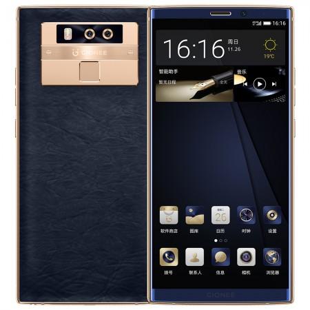 The premium-looking Gionee M7 Plus sports a leather back Gionee M7 Plus