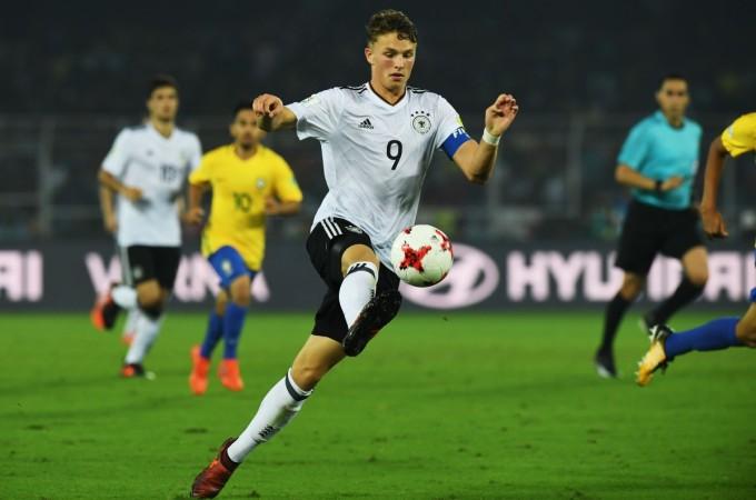 Germany's Jann-Fiete Arp during a FIFA U-17 World Cup 2017 match against Brazil at the Salt Lake Stadium Kolkata jann fiete arp