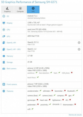 Samsung Galaxy J5 (2018) GFXBench