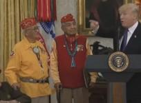 President Trump makes Pocahontas reference to Senator Elizabeth Warren with native American code talkers