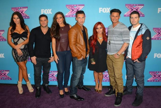 Jersey Shore cast (L-R) Jenni 'Jwoww' Farley Ronnie Ortiz-Magro Sammi 'Sweetheart' Giancola, Mike 'The Situation' Sorrentino, Nicole 'Snooki' Polizzi,Paul 'Pauly D' DelVecchio,Vinny Guadagnino arrive at Fox's 'The X Factor' Season Finale Night 1 at CBS Television City on December 19, 2012 in Los Angeles, California. jersey shore