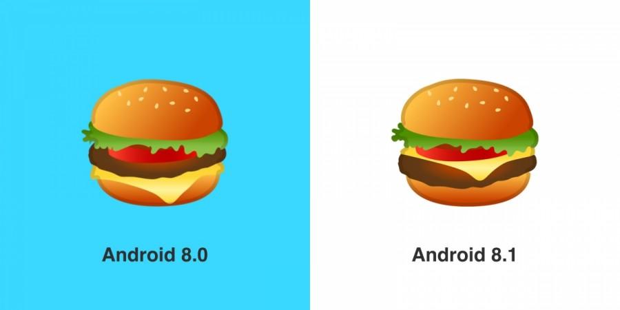 Android 8.1 features the new burger emoji design.