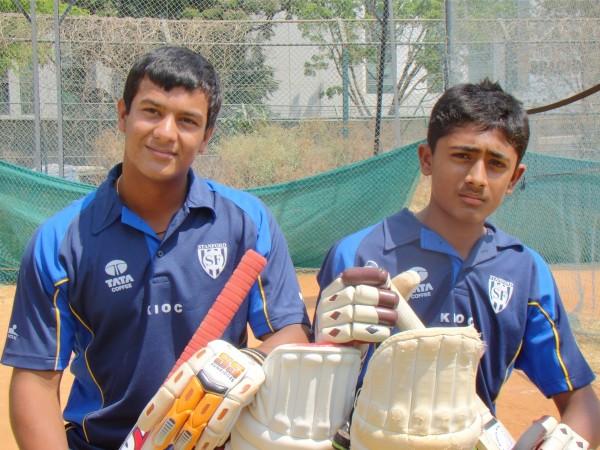 Mayank with his Karnataka team-mate Shreyas Gopal at KIOC. Mayank Agarwal Shreyas Gopal