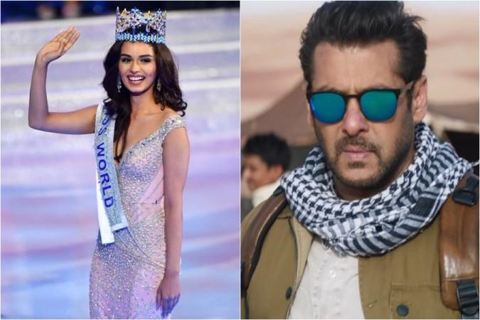 Miss World 2017 Manushi Chhillar and Salman Khan. Salman Khan Manushi Chhillar