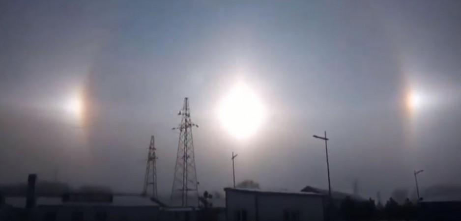 Rare celestial phenomenon creates three suns in the sky Three suns