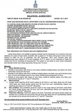 IMD issues warning to southeastern parts of India over heavy to extremely heavy rainfall in the next 24 hours. warning IMD
