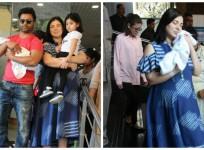 Sachiin Joshi and Urvashi Sharma with their new born baby and daughter
