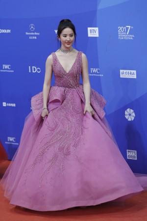 Actress Liu Yifei arrives at the red carpet of the 7th Beijing International Film Festival on April 16, 2017 in Beijing, China. Liu Yifei