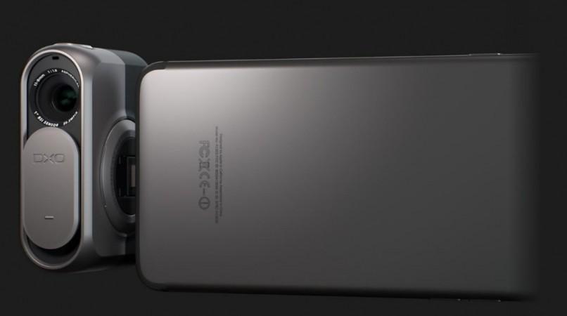 DxO One attached to a smartphone (rear view) DxO One attached to a smartphone