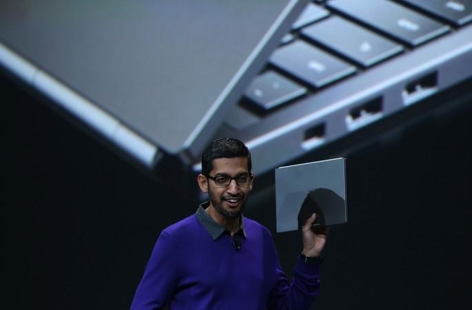 Sundar Pichai holds a Google Chromebook Pixel as he speaks during the opening keynote at the Google I/O developers conference at the Moscone Center on May 15, 2013, in San Francisco, California. Thousands are expected to attend the 2013 Google I/O developers conference that runs through May 17. Google Developers Event Held In San Francisco