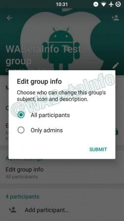 The admin can choose who can change the group's icon, subject or description WhatsApp