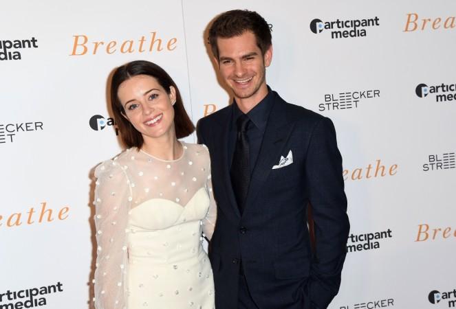 Actors Claire Foy and Andrew Garfield attend the New York special screening 'Breathe' at AMC Loews Lincoln Square 13 theater on October 9, 2017 in New York City. Claire Foy and Andrew Garfield