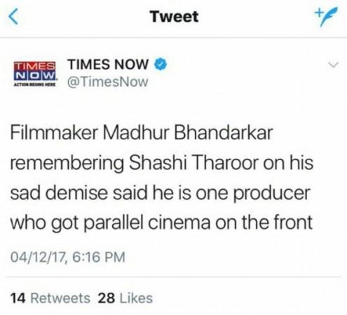 Times Now tweet