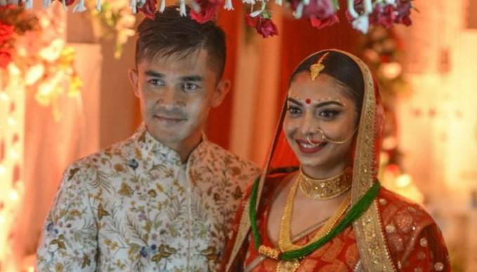 Sunil Chhetri and his wife Sonam Bhattacharya sunil chhetri