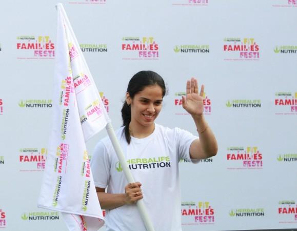 Saina Nehwal at a promotional event in Bengaluru on Sunday Saina Nehwal