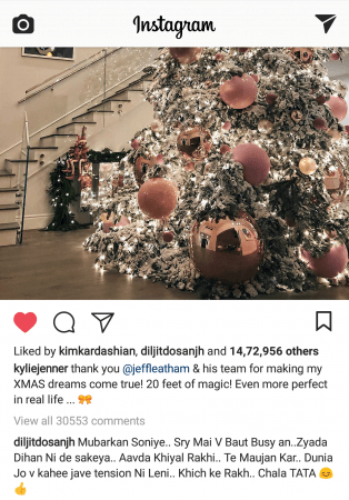 Diljit Dosanjh's heart-warming message on Kylie Jenner's Instagram post Diljit Dosanjh Kylie Jenner