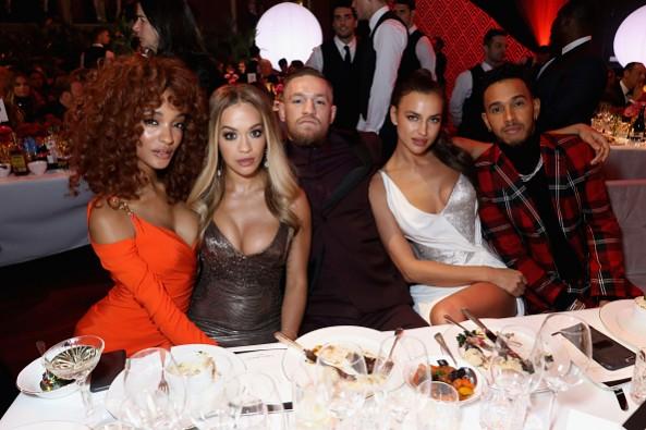 (L-R) Jourdan Dunn, Rita Ora, Conor McGregor, Irina Shayk and Lewis Hamilton attend The Fashion Awards 2017 in partnership with Swarovski at Royal Albert Hall on December 4, 2017 in London, England conor mcgregor, ufc