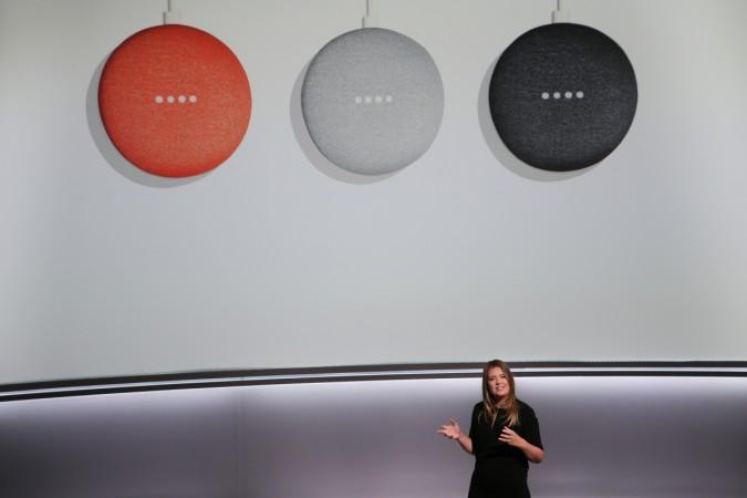 Isabelle Olsson, lead designer for home hardware for Google, Inc., introduces the new Google Home Mini at a product launch event, October 4, 2017, at the SFJAZZ Center in San Francisco, California. / AFP PHOTO / Elijah Nouvelage US-IT-LIFESTYLE-GOOGLE