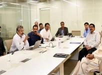 SS Rajamouli and his son Karthikeya at the meeting with Chief Minister Chandrababu Naidu