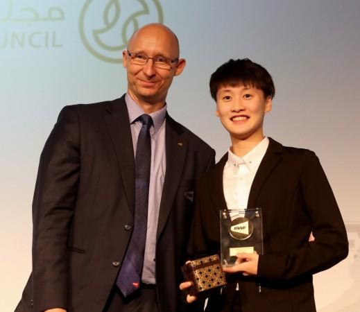 Chen Yufei is pictured with BWF Secretary General Thomas Lund Chen Yufei