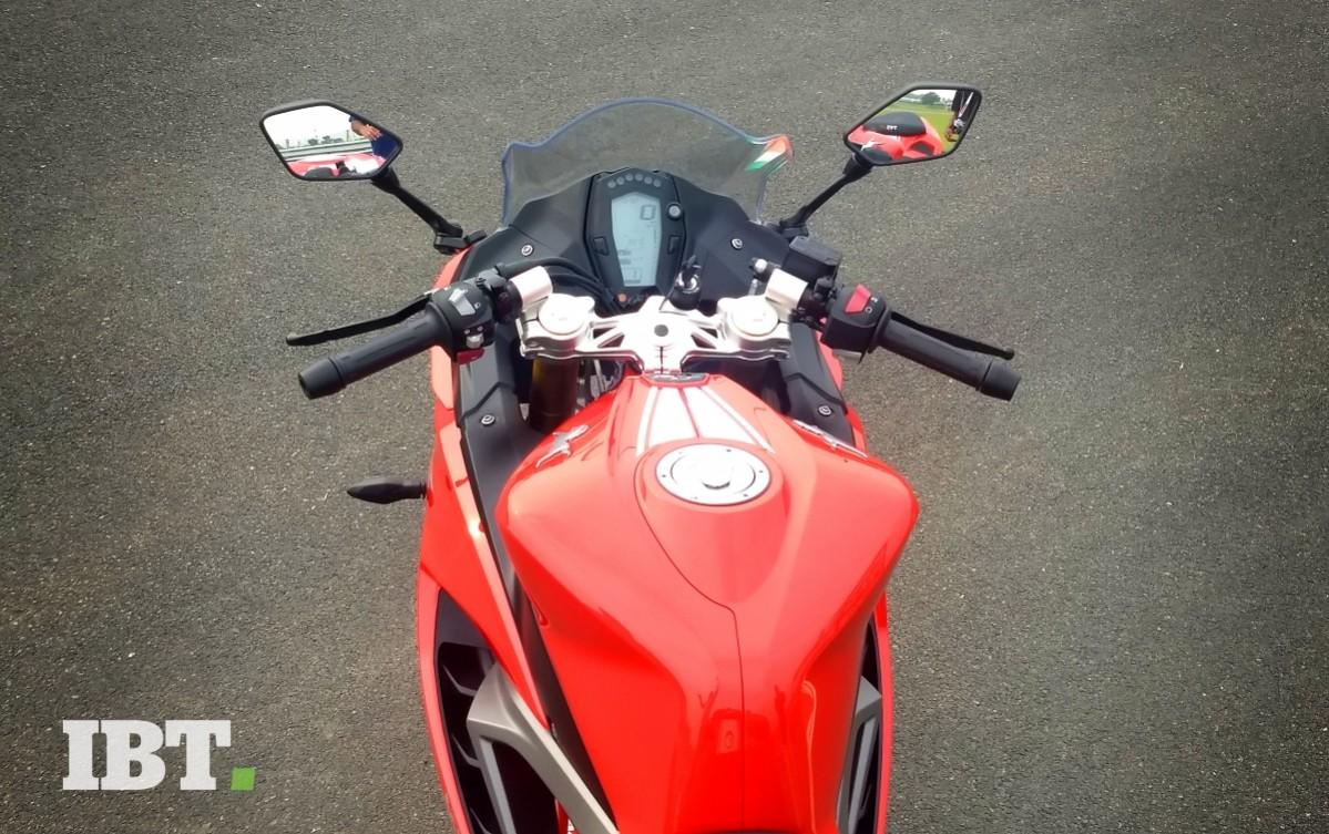 The vertical instrument cluster gives loads of information TVS Apache RR 310
