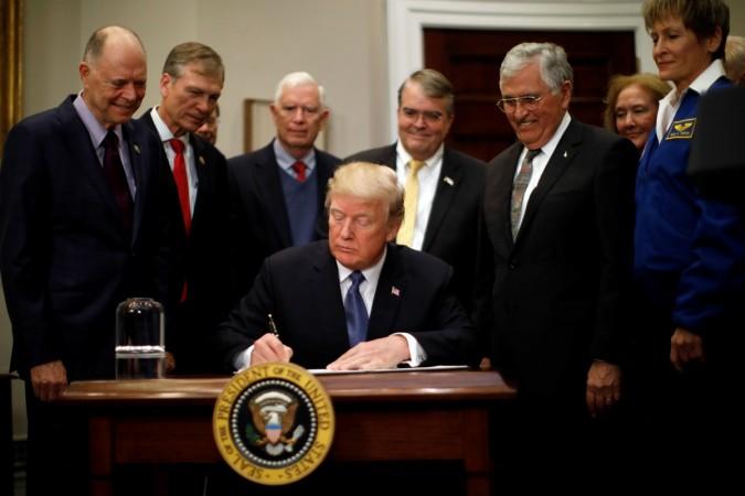 U.S. President Donald Trump participates in a signing ceremony for Space Policy Directive at the White House in Washington D.C. Donald Trump