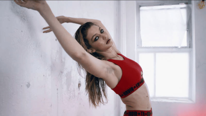 A scene from the video. gigi