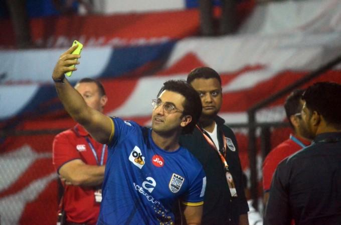 Actor Ranbir Kapoor during an ISL match between Mumbai City FC and FC Goa at Mumbai Football Arena in Mumbai, on Nov 24, 2017 mumbai city fc, isl 2017
