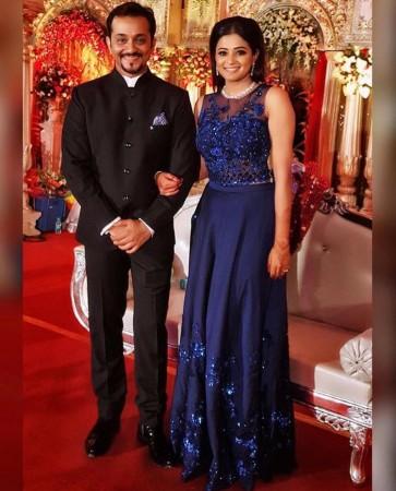 Priyamani and Mustafa Raj during their wedding reception in Bengaluru Priyamani, Mustafa Raj