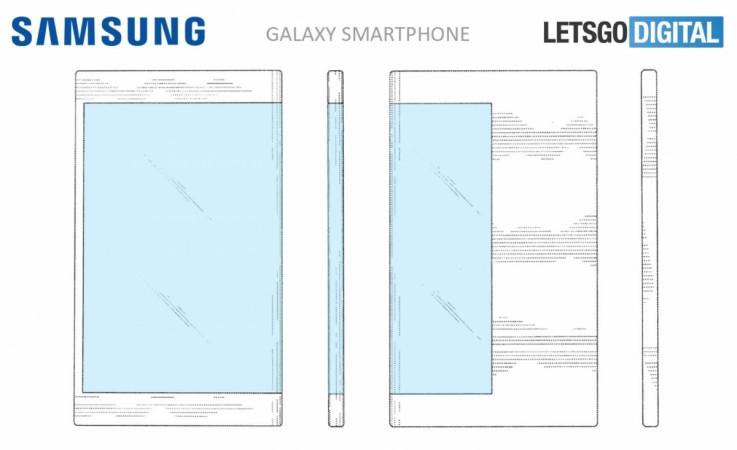 The touchscreen screen is rounded 180-degrees to meet the back of the phone Samsung double-sided display
