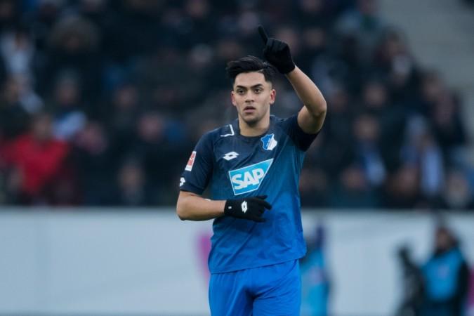 Nadiem Amiri of Hoffenheim celebrates his team's first goal during the Bundesliga match between TSG 1899 Hoffenheim and RB Leipzig at Wirsol Rhein-Neckar-Arena on December 2, 2017 in Sinsheim, Germany nadiem amiri