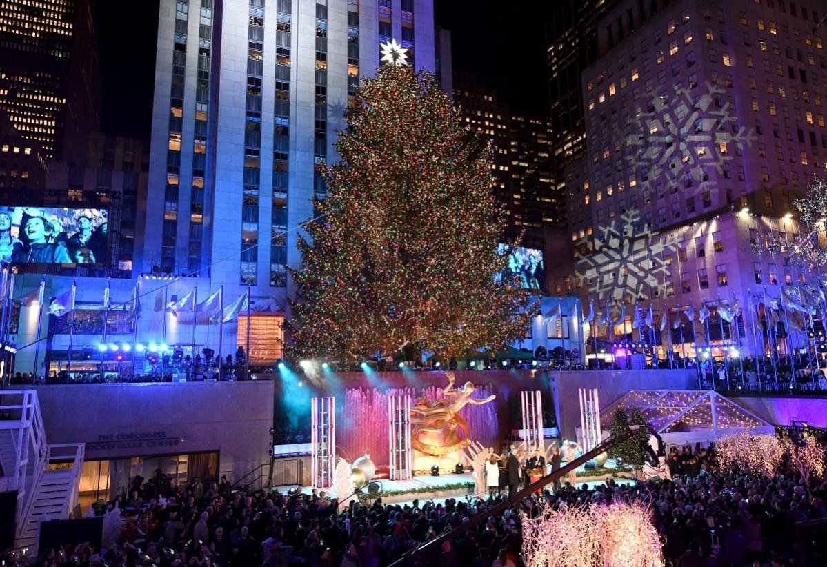 A view of the Rockefeller Plaza during the 85th Rockefeller Center Christmas Tree Lighting Ceremony at Rockefeller Center Rockefeller Centre