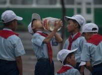Students drinking water