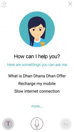 HelloJio voice assistant interface (screenshot) HelloJio voice assistant